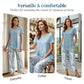 🎁2026 Nieuw Binnen 50% KORTING💥Dames 2-Delig Set – Gelaagde Asymmetrische Tuniek Top & Bedrukte Wijde Broek, Ademend Polyester✨