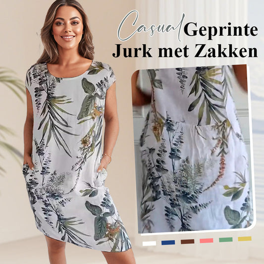 🌷2025 Hete verkoop - 49%korting🍀Jurk met ronde hals en botanische print voor dames