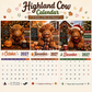 🐮✨ 2027 Grappige Hooglandrund Kalender – A4 Wandkalender met Unieke Illustraties