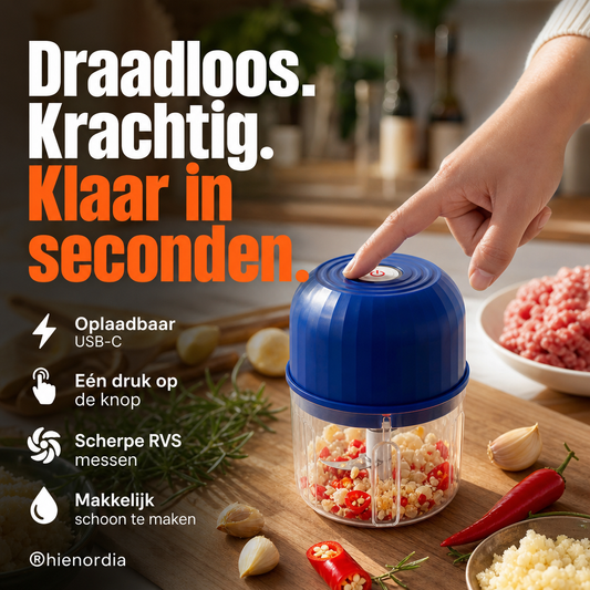 🔋✨ Draadloze Mini Voedselmolen – Hak en Maal Ingrediënten Snel Zonder Gedoe
