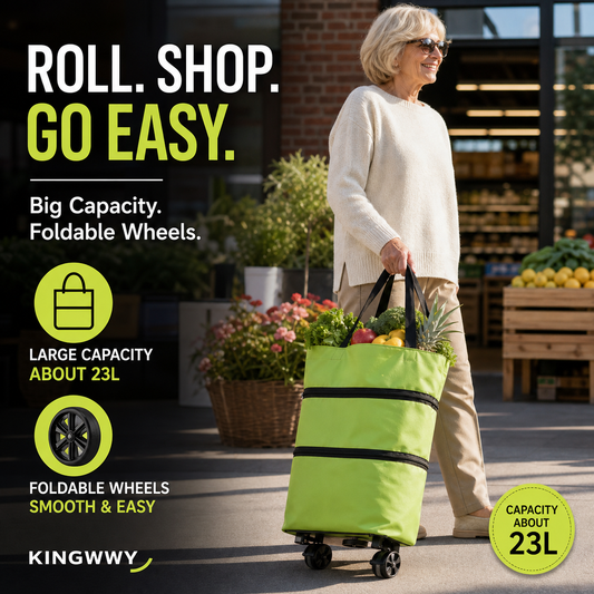 🛒✨ 2-in-1 Opvouwbare Boodschappenkar – Geen Zware Tassen Meer Dragen, Alles Makkelijk Meenemen