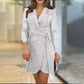 💖Mode sexy lovertjes effen kleur taille jurk voor dames