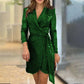 💖Mode sexy lovertjes effen kleur taille jurk voor dames