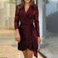 💖Mode sexy lovertjes effen kleur taille jurk voor dames