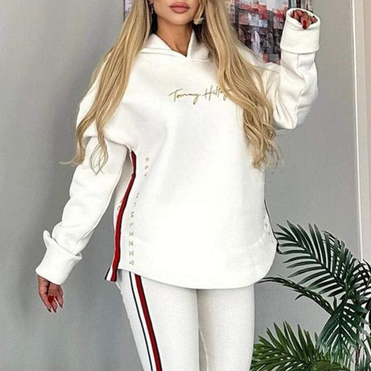 2025 New Upgrade✨👗Damescapuchon en gestreepte broek 2-delige set