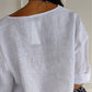 👚Comfortabele top van linnen-katoen met V-hals