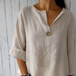 👚Comfortabele top van linnen-katoen met V-hals