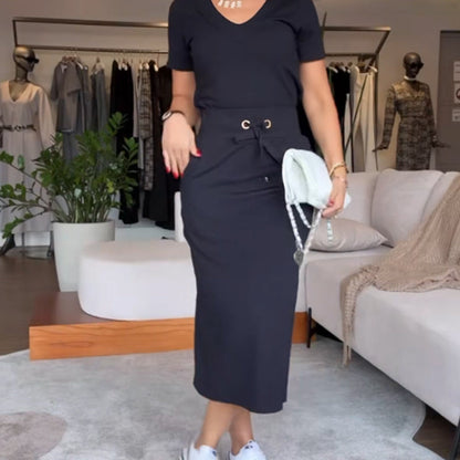 ⏳ Beperkte tijd 50% korting! 💥Dames V-hals Top en Rok Set