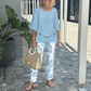 🔥Set damesbroek met print en top met ronde hals