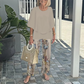 🔥Set damesbroek met print en top met ronde hals
