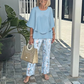 🔥Set damesbroek met print en top met ronde hals