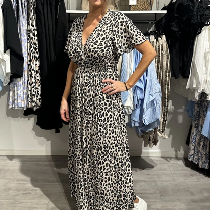 Modieuze maxi -jurk met luipaardpatroon voor vrouwen