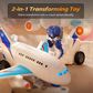 🤖 Black Friday 60% Korting! 2-in-1 Elektrisch Transformerend Vliegtuig-Robot Speelgoed – Automatische Transformatie & LED-Lichten! ✈️✨