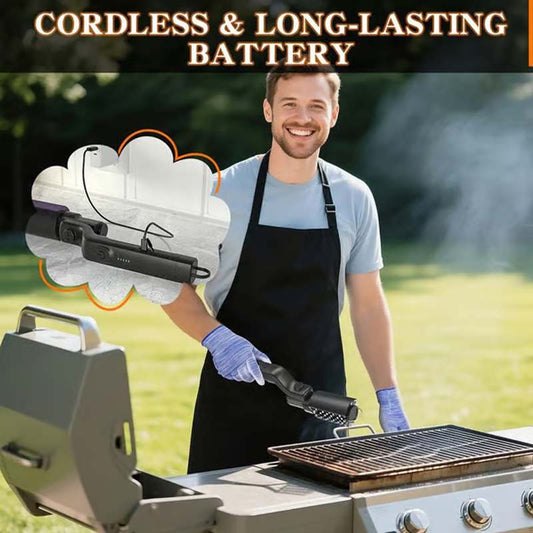 🔥 NU 54% KORTING!🍖 Draadloze elektrische barbecueborstelreiniger – Grondige reiniging, lange steel & oplaadbaar 🔋