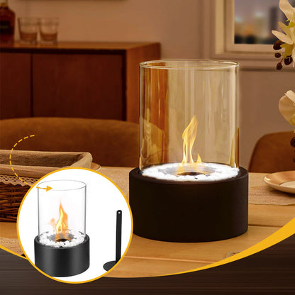 🔥 NU 50% KORTING! 🏠 Glas & Metaal Tafelopen Haard – Draagbaar, Rookvrij voor Binnen & Buiten | Ethanolbrander | Sfeervol Decoratief Accent ✨