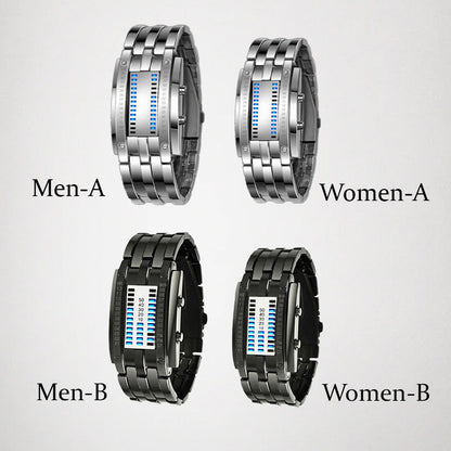 ⌚Beperkte tijd 50% korting!✨Horloge voor heren - binaire led, roestvrij staal, blauw licht, sportief, waterbestendig, modern⚡