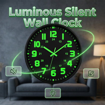 🕐 TIJDELIJKE AANBIEDING: 50% KORTING! ✨ Lichtgevende wandklok – Geluidsloos, 12 inch, dag en nacht zichtbaar 🌙