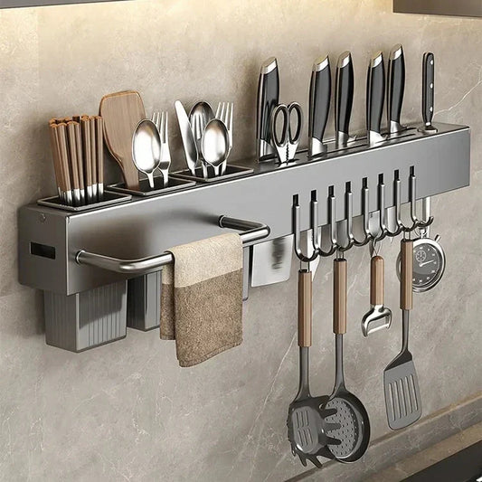 🏠🔪 Keuken Organizer Zonder Boren – Ruimtebesparende Messenhouder voor een Opgeruimd Aanrecht
