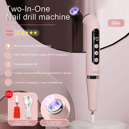 🔥2-in-1 slijp- en manicuregereedschap met led-licht🔥